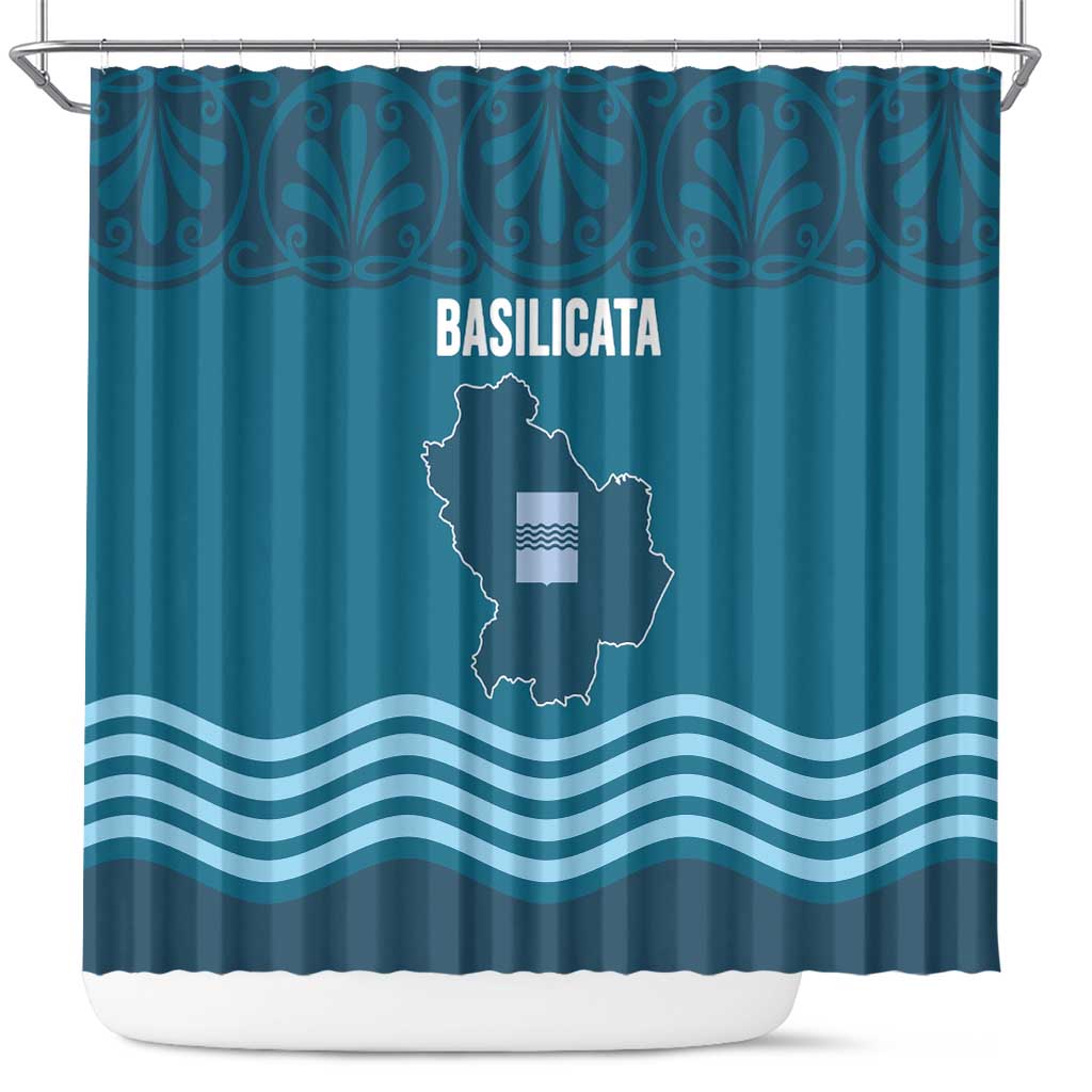 Italy Basilicata Shower Curtain Map With Flag Style - Wonder Print Shop