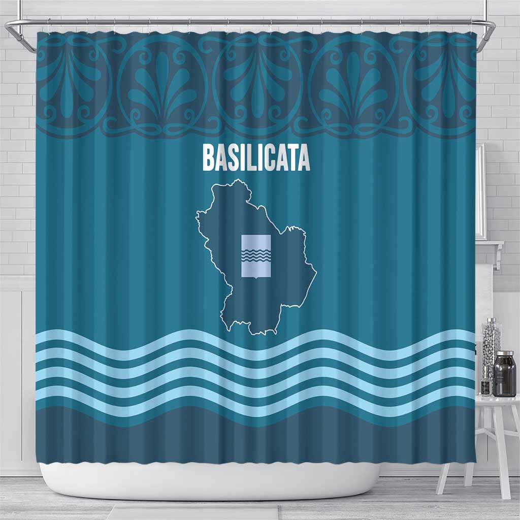 Italy Basilicata Shower Curtain Map With Flag Style - Wonder Print Shop