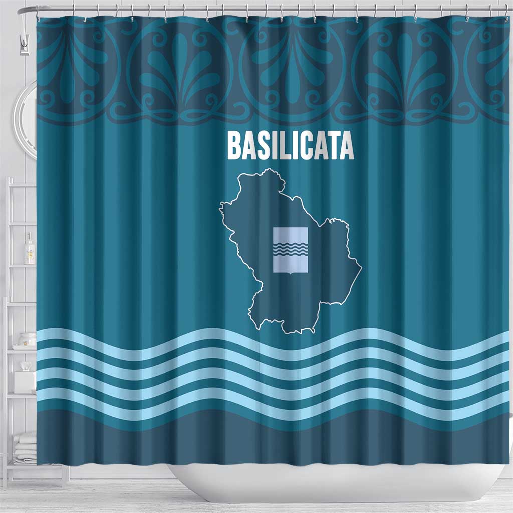 Italy Basilicata Shower Curtain Map With Flag Style - Wonder Print Shop