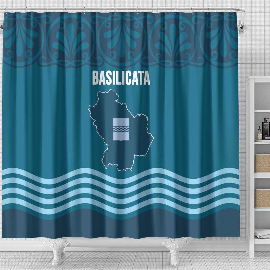 Italy Basilicata Shower Curtain Map With Flag Style - Wonder Print Shop