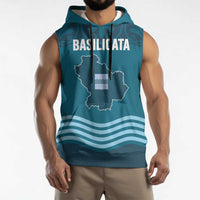 Italy Basilicata Sleeveless Hoodie Map With Flag Style - Wonder Print Shop