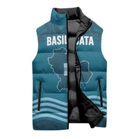 Italy Basilicata Sleeveless Puffer Jacket Map With Flag Style - Wonder Print Shop