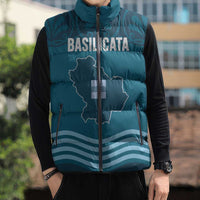 Italy Basilicata Sleeveless Puffer Jacket Map With Flag Style - Wonder Print Shop