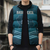 Italy Basilicata Sleeveless Puffer Jacket Map With Flag Style - Wonder Print Shop