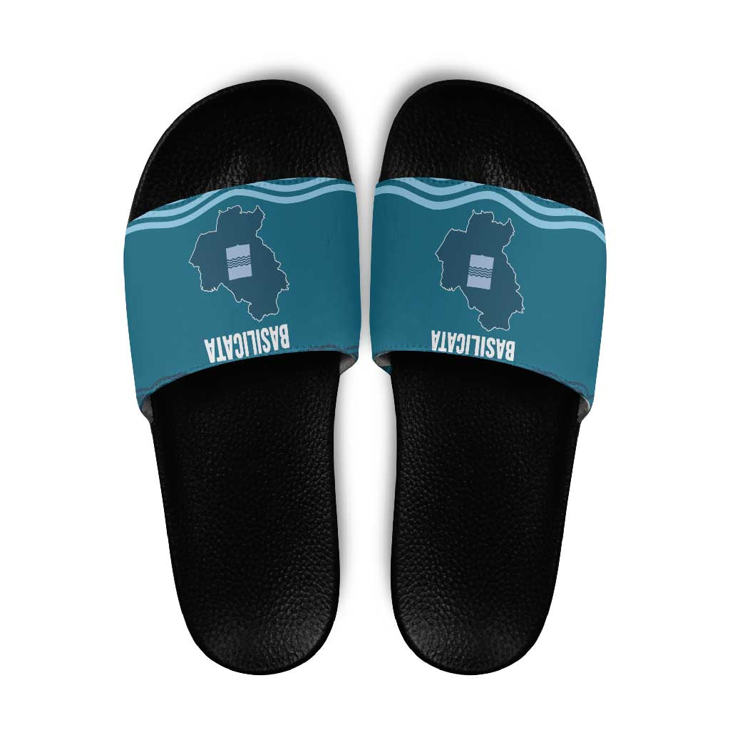 Italy Basilicata Slide Sandals Map With Flag Style - Wonder Print Shop