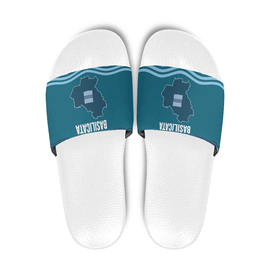 Italy Basilicata Slide Sandals Map With Flag Style - Wonder Print Shop