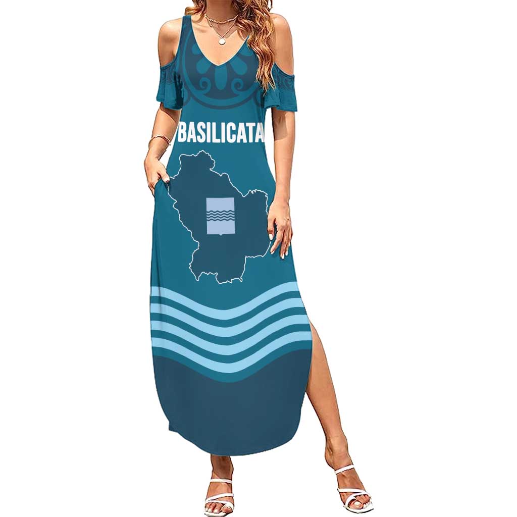 Italy Basilicata Summer Maxi Dress Map With Flag Style - Wonder Print Shop