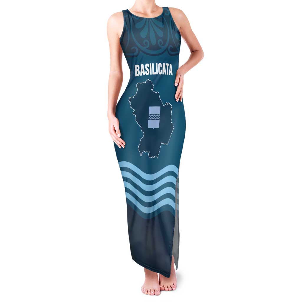 Italy Basilicata Tank Maxi Dress Map With Flag Style - Wonder Print Shop