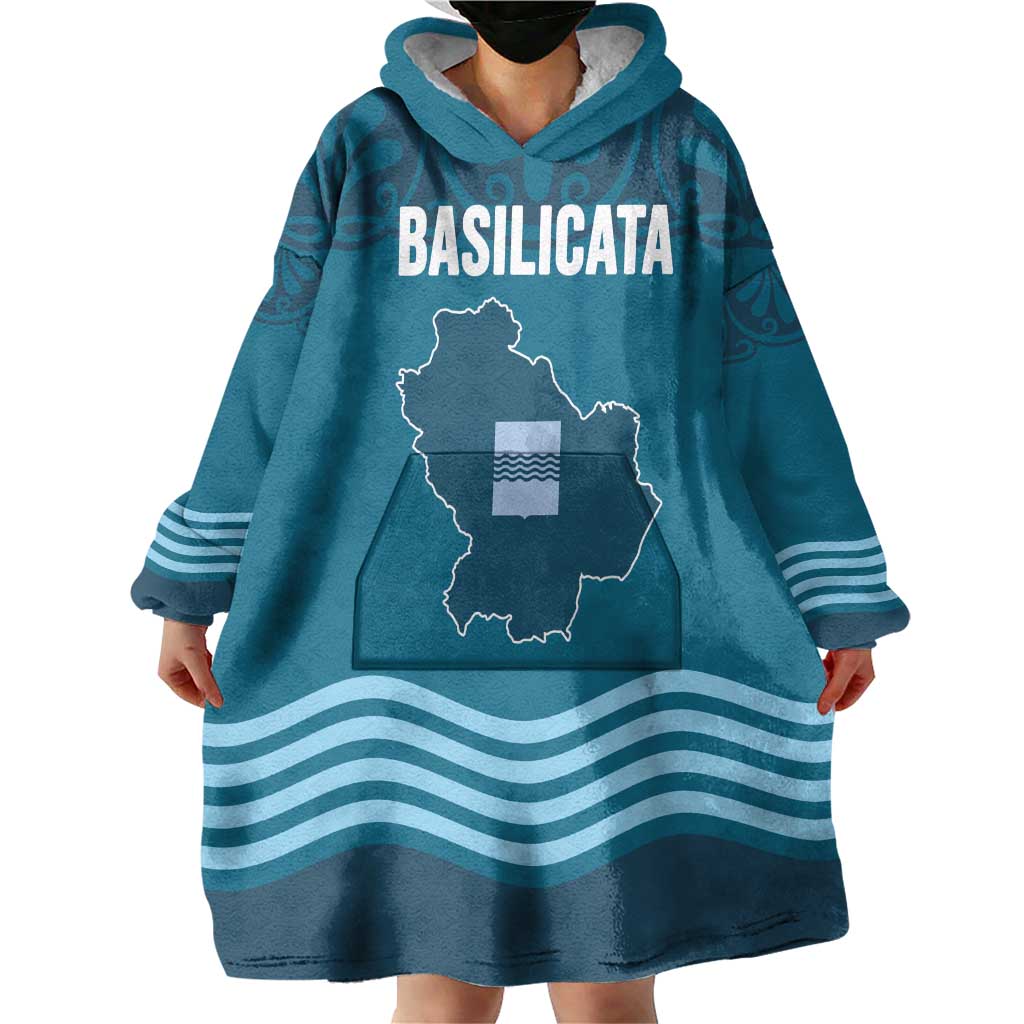 Italy Basilicata Wearable Blanket Hoodie Map With Flag Style - Wonder Print Shop