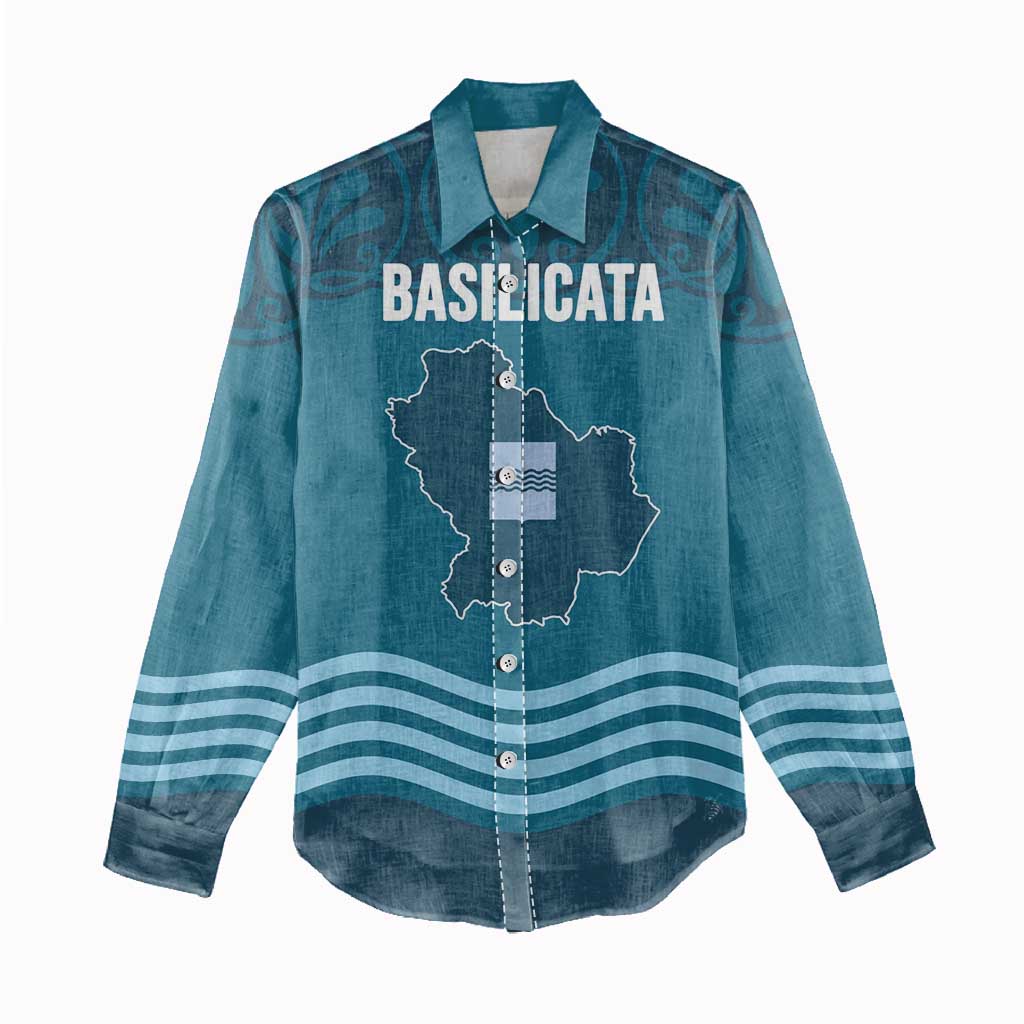 Italy Basilicata Women Casual Shirt Map With Flag Style - Wonder Print Shop