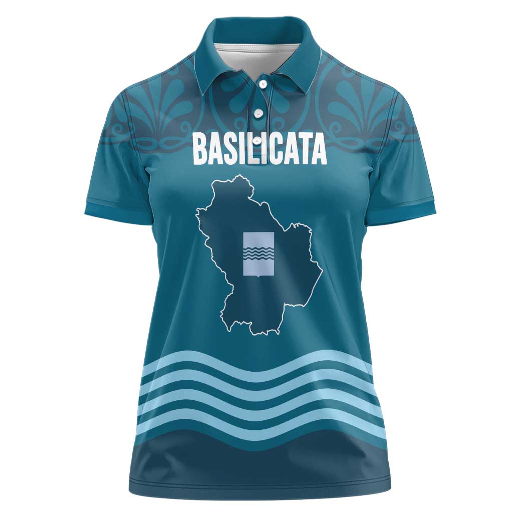 Italy Basilicata Women Polo Shirt Map With Flag Style - Wonder Print Shop