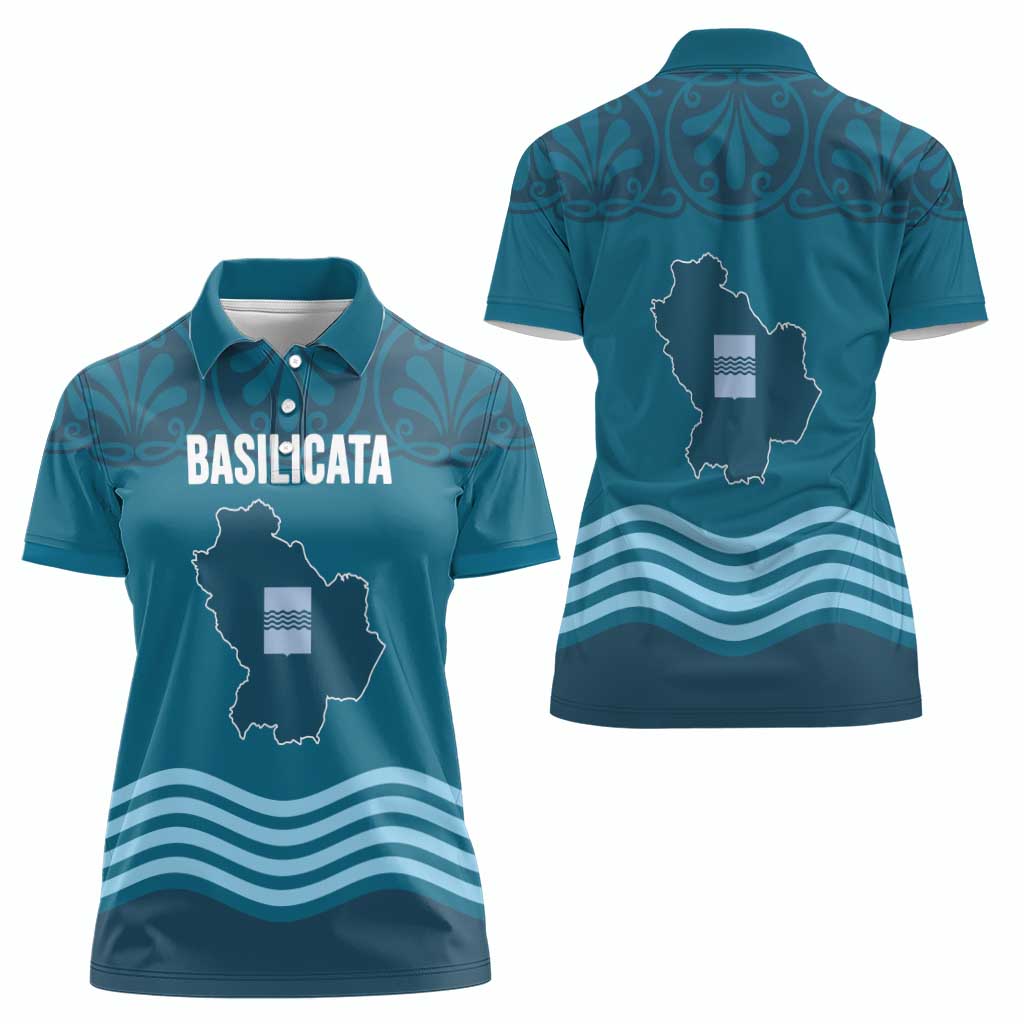 Italy Basilicata Women Polo Shirt Map With Flag Style - Wonder Print Shop