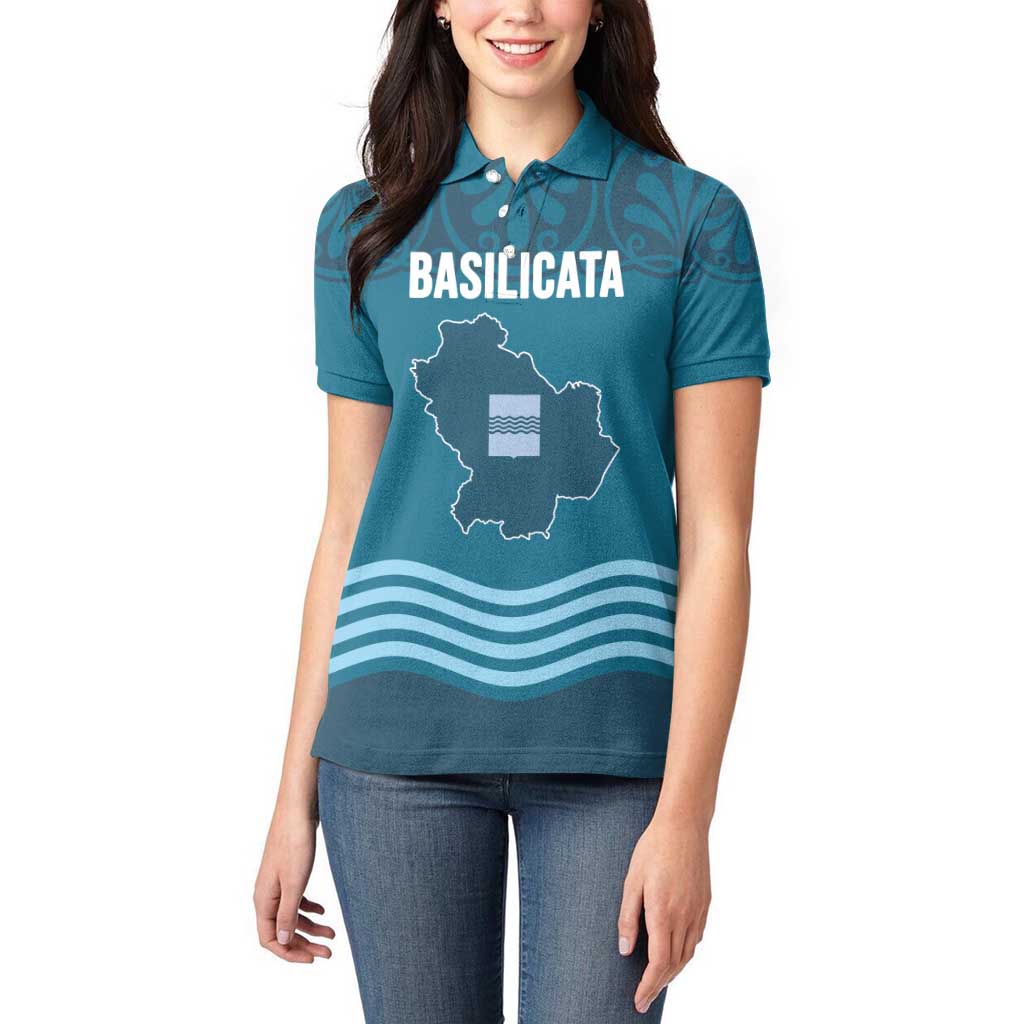 Italy Basilicata Women Polo Shirt Map With Flag Style - Wonder Print Shop