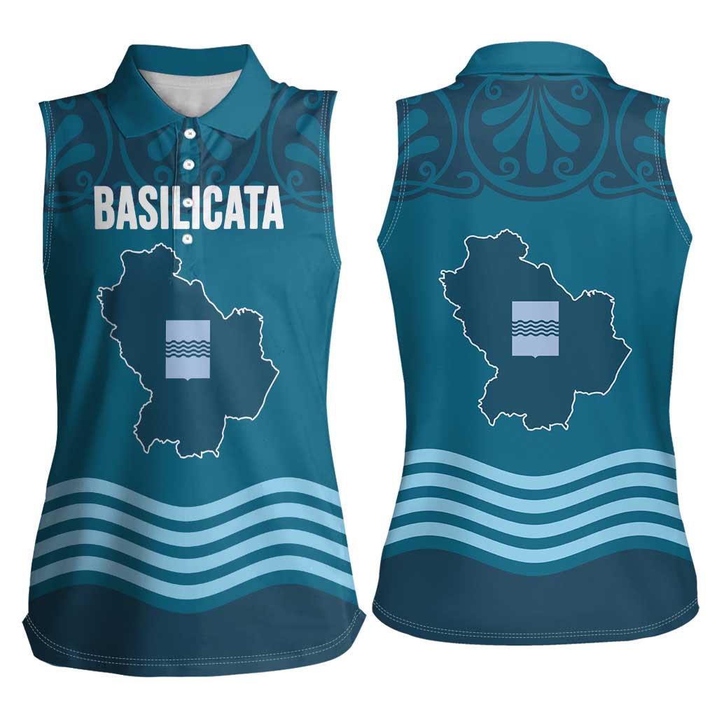 Italy Basilicata Women Sleeveless Polo Shirt Map With Flag Style - Wonder Print Shop