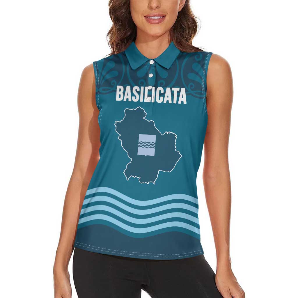 Italy Basilicata Women Sleeveless Polo Shirt Map With Flag Style - Wonder Print Shop