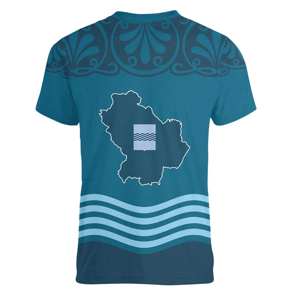 Italy Basilicata Women V-Neck T-Shirt Map With Flag Style - Wonder Print Shop