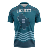 Italy Basilicata Zipper Polo Shirt Map With Flag Style - Wonder Print Shop