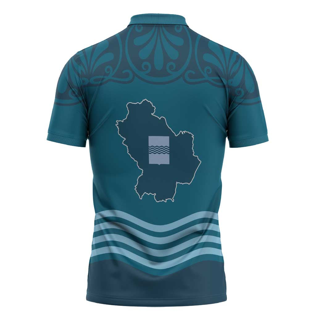 Italy Basilicata Zipper Polo Shirt Map With Flag Style - Wonder Print Shop