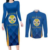 Italy Calabria Couples Matching Long Sleeve Bodycon Dress and Long Sleeve Button Shirt Flag Style - Wonder Print Shop