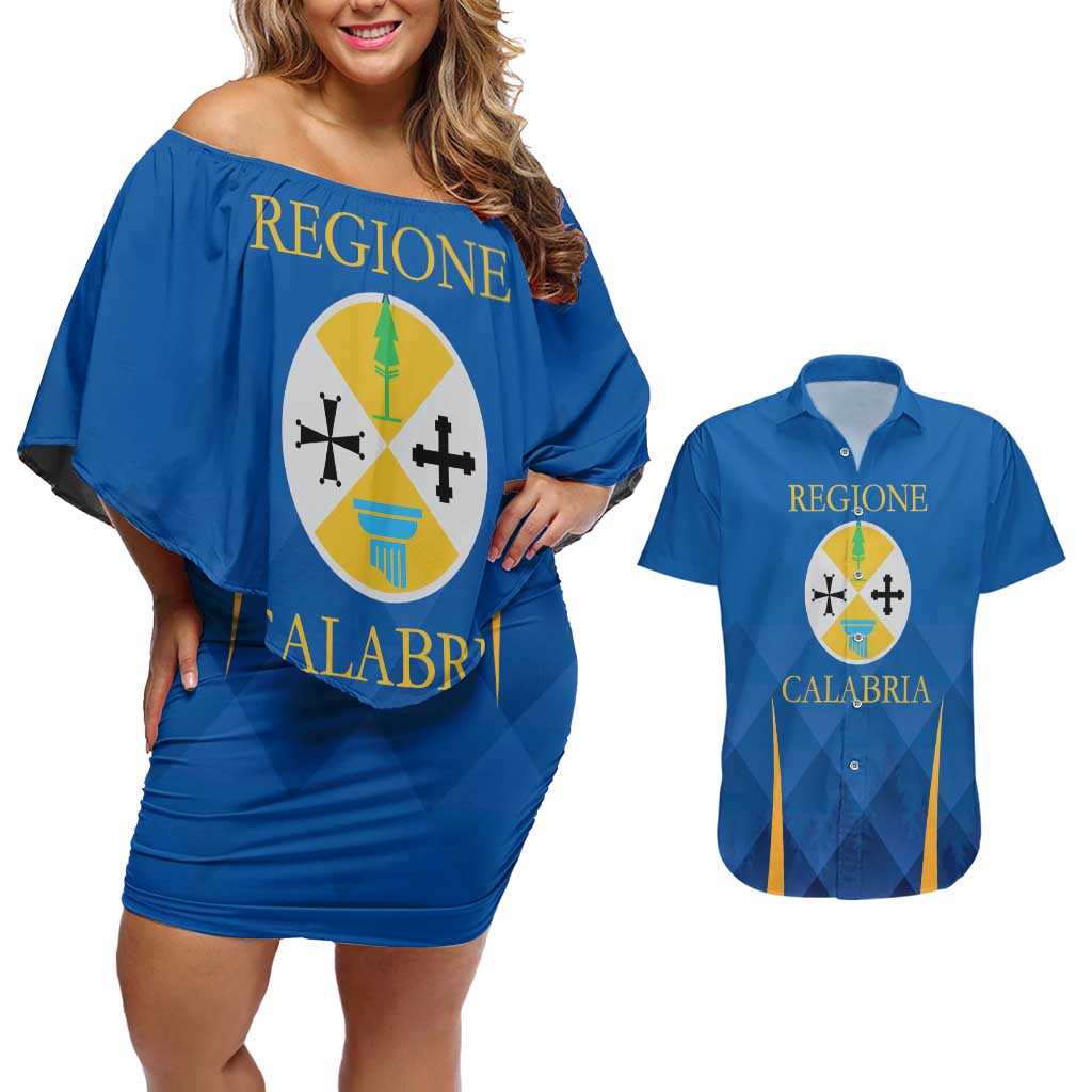 Italy Calabria Couples Matching Off Shoulder Short Dress and Hawaiian Shirt Flag Style - Wonder Print Shop