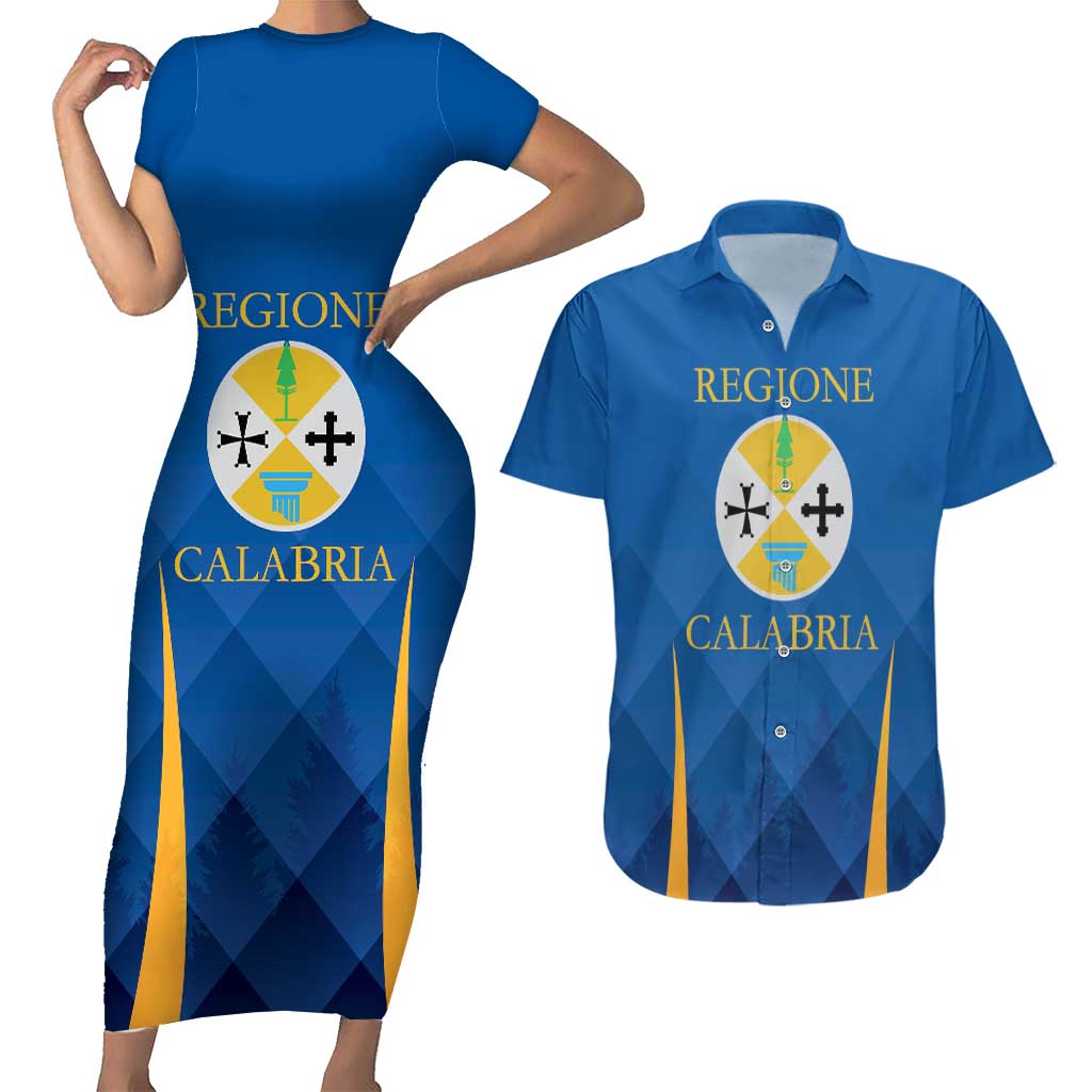 Italy Calabria Couples Matching Short Sleeve Bodycon Dress and Hawaiian Shirt Flag Style - Wonder Print Shop