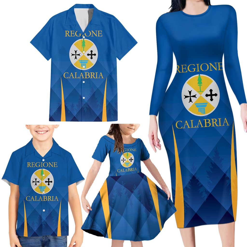 Italy Calabria Family Matching Long Sleeve Bodycon Dress and Hawaiian Shirt Flag Style - Wonder Print Shop