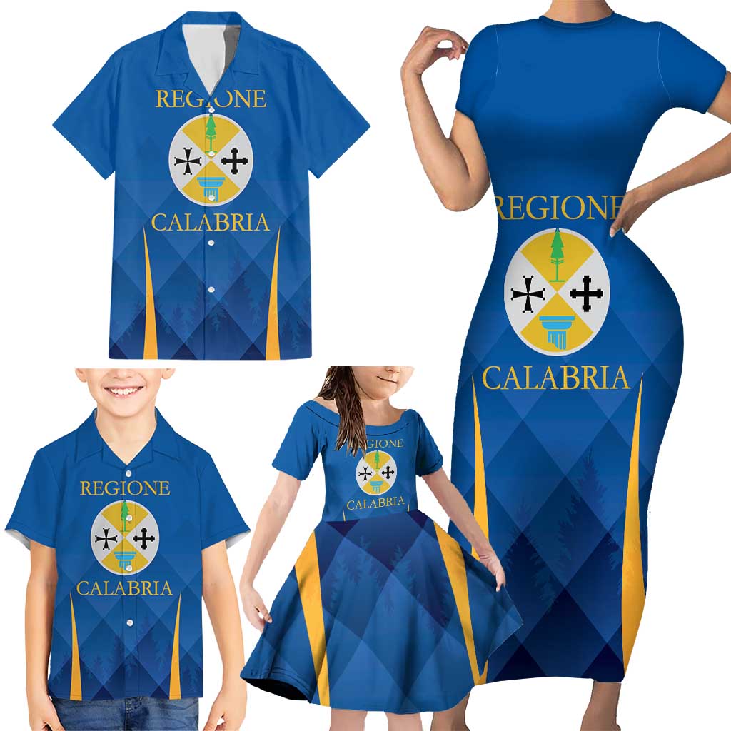 Italy Calabria Family Matching Short Sleeve Bodycon Dress and Hawaiian Shirt Flag Style - Wonder Print Shop