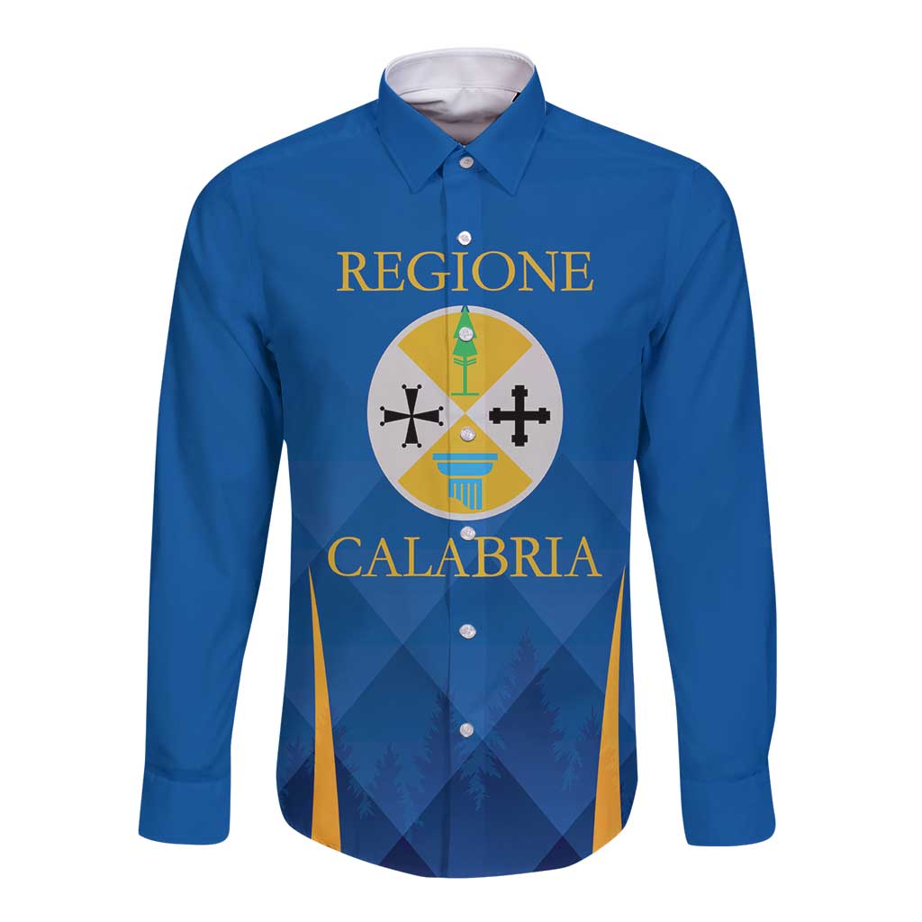 Italy Calabria Long Sleeve Button Shirt Flag Style - Wonder Print Shop