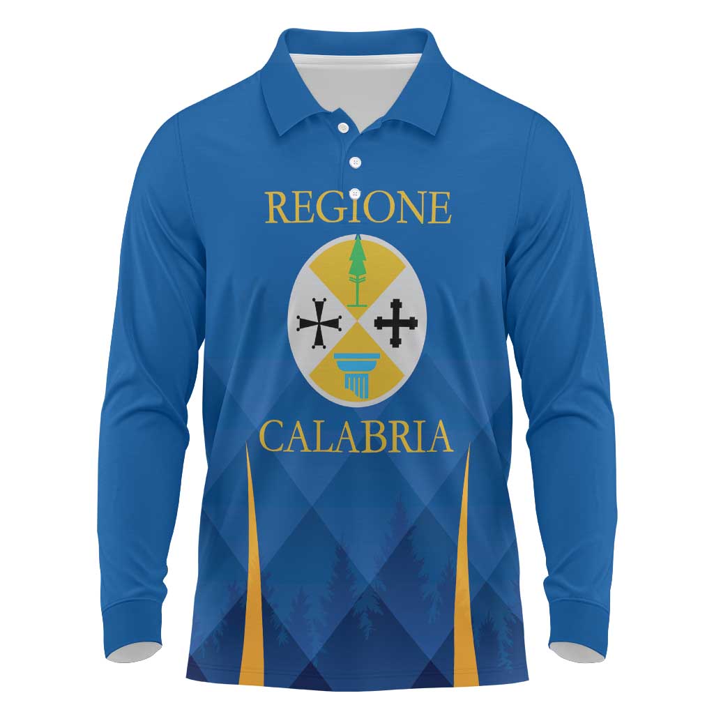 Italy Calabria Long Sleeve Polo Shirt Flag Style - Wonder Print Shop