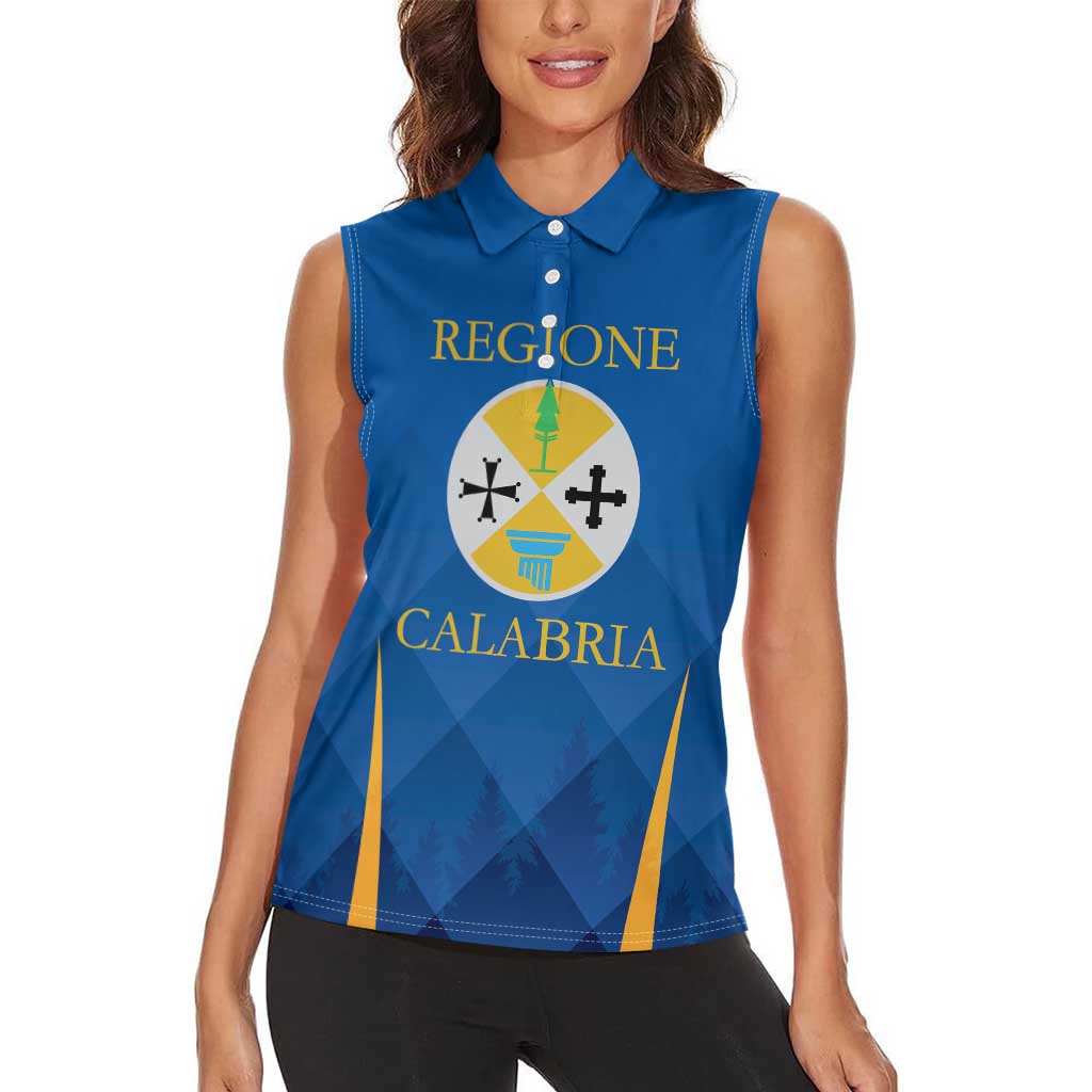 Italy Calabria Women Sleeveless Polo Shirt Flag Style - Wonder Print Shop