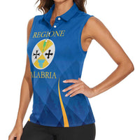 Italy Calabria Women Sleeveless Polo Shirt Flag Style - Wonder Print Shop