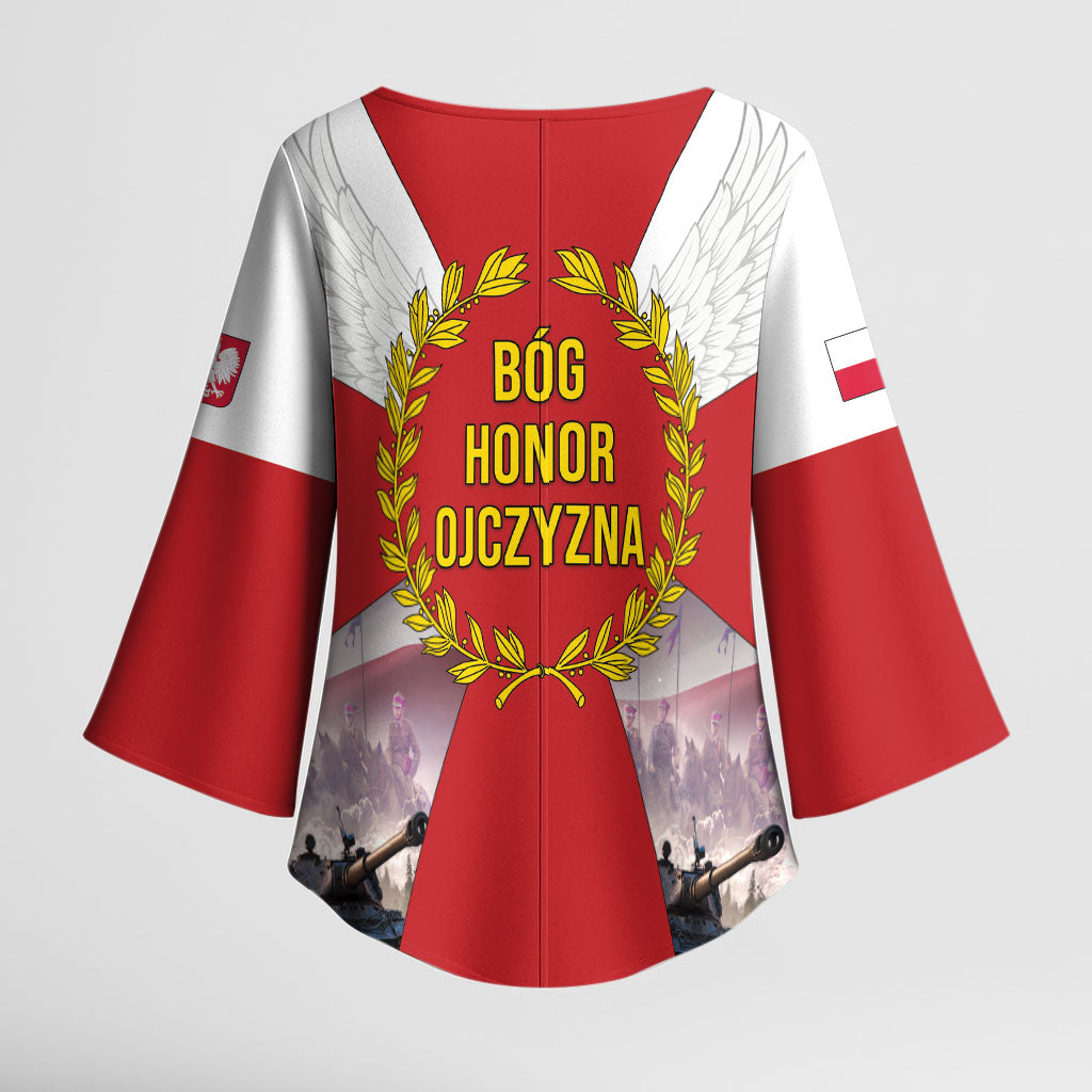 Polish Armed Forces Day Kimono Sleeve Blouse Bog Honor Ojczyzna Heritage