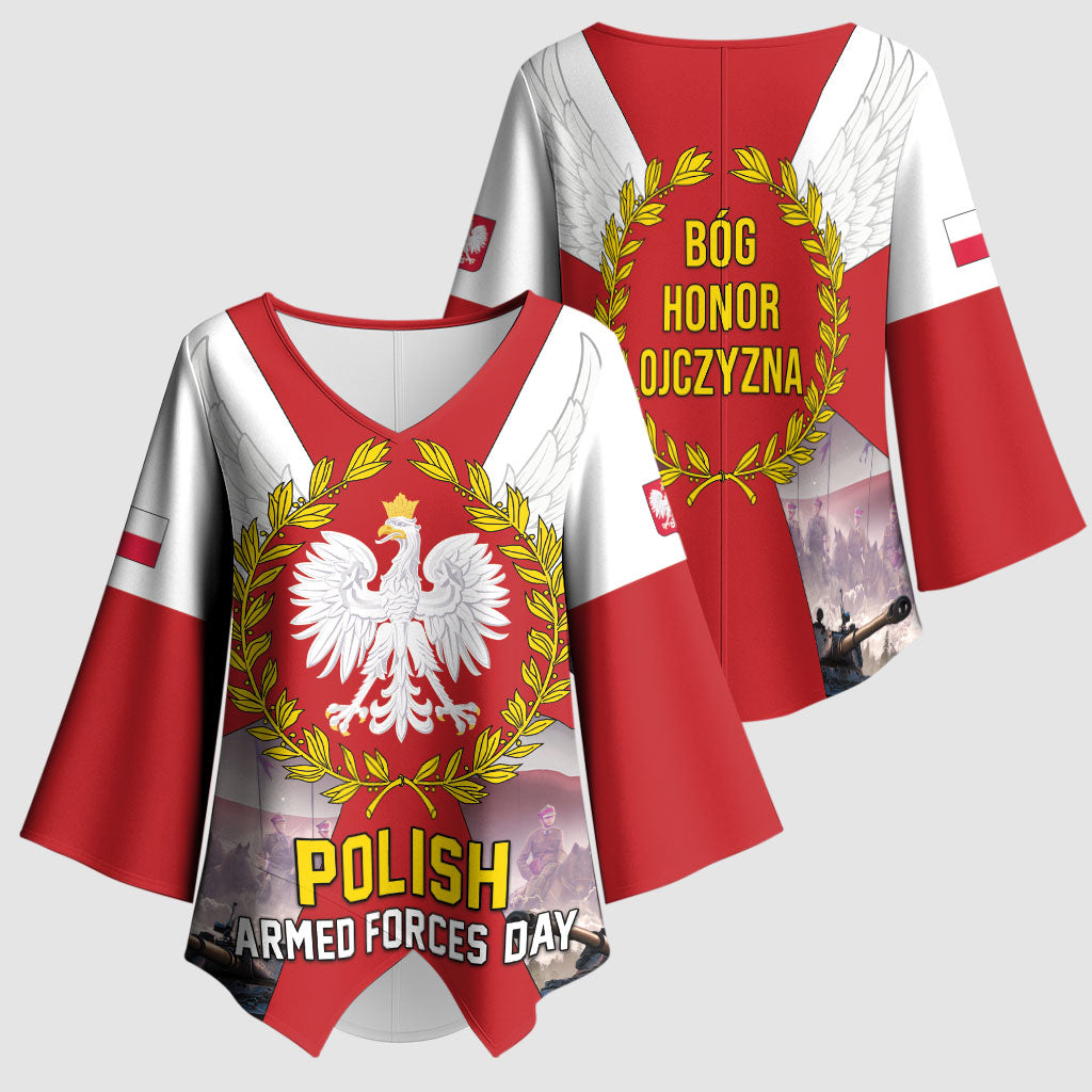 Polish Armed Forces Day Kimono Sleeve Blouse Bog Honor Ojczyzna Heritage