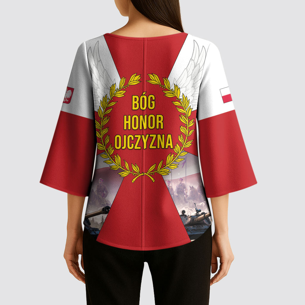 Polish Armed Forces Day Kimono Sleeve Blouse Bog Honor Ojczyzna Heritage