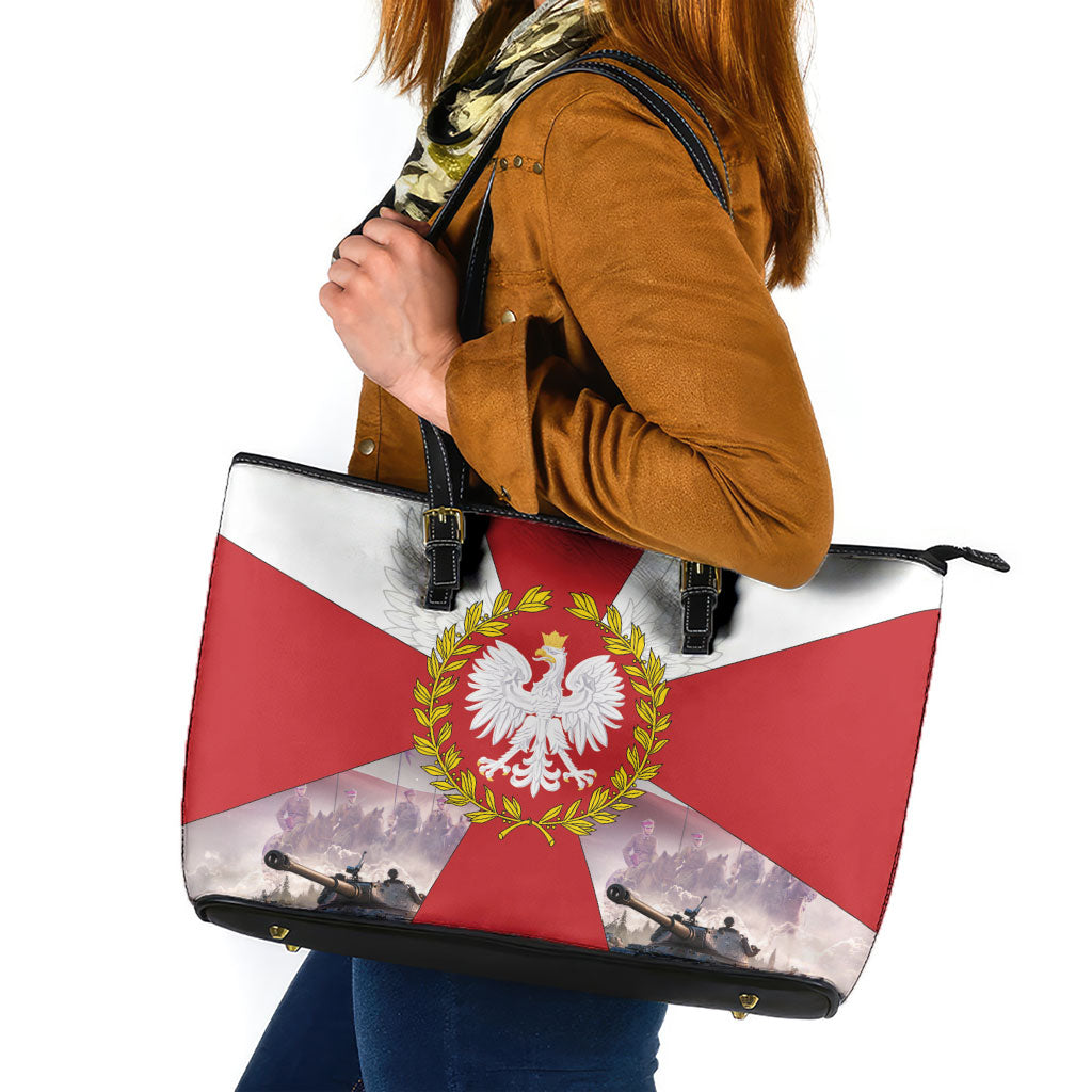 Polish Armed Forces Day Leather Tote Bag Bog Honor Ojczyzna Heritage