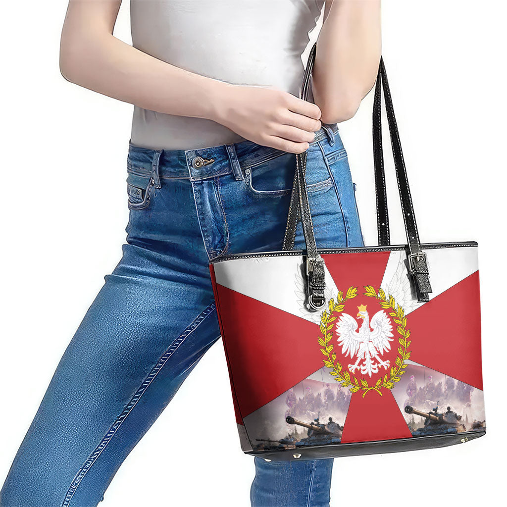 Polish Armed Forces Day Leather Tote Bag Bog Honor Ojczyzna Heritage