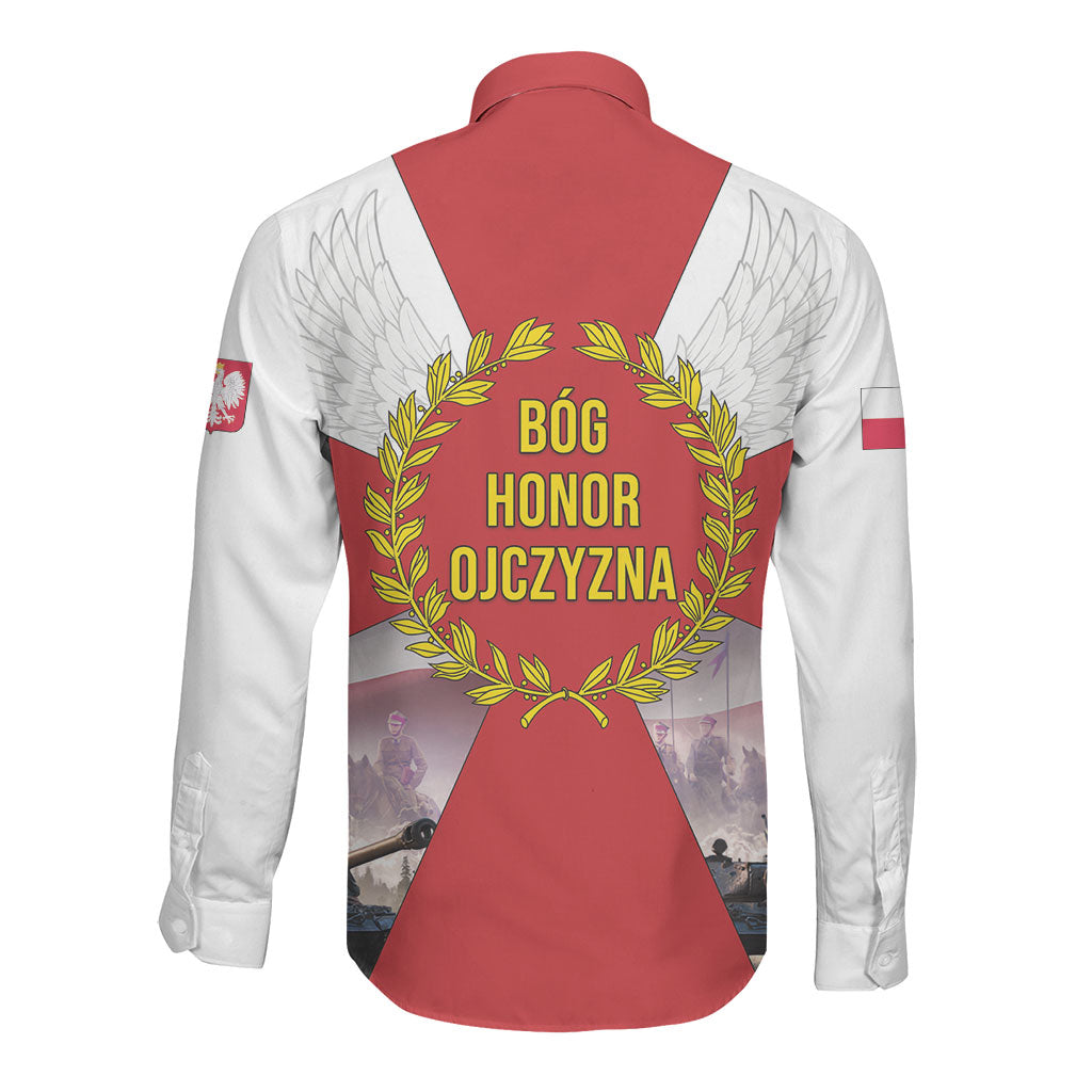 Polish Armed Forces Day Long Sleeve Button Shirt Bog Honor Ojczyzna Heritage