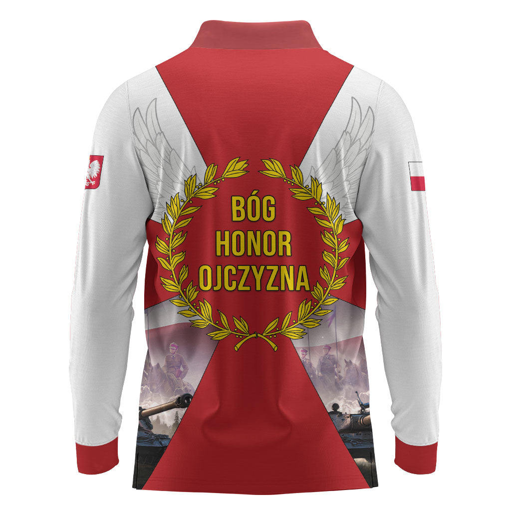 Polish Armed Forces Day Long Sleeve Polo Shirt Bog Honor Ojczyzna Heritage