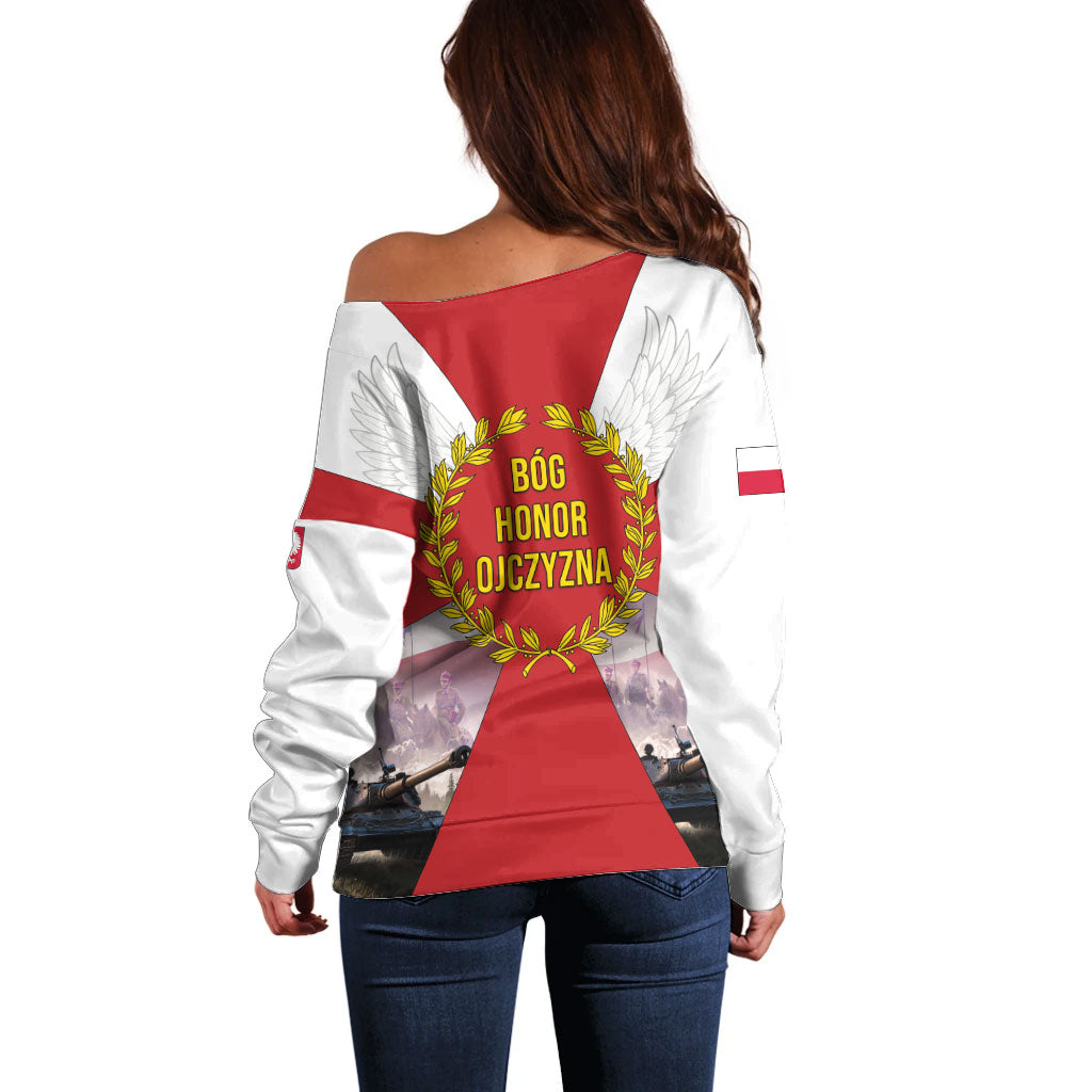 Polish Armed Forces Day Off Shoulder Sweater Bog Honor Ojczyzna Heritage