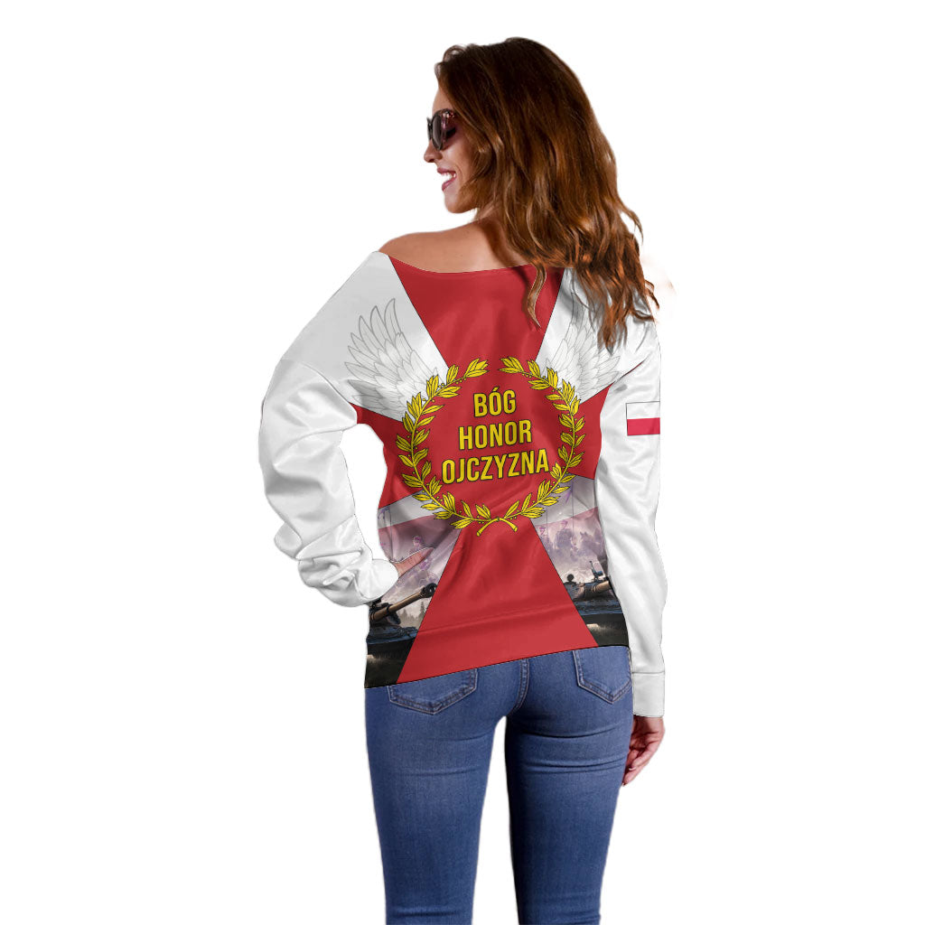 Polish Armed Forces Day Off Shoulder Sweater Bog Honor Ojczyzna Heritage