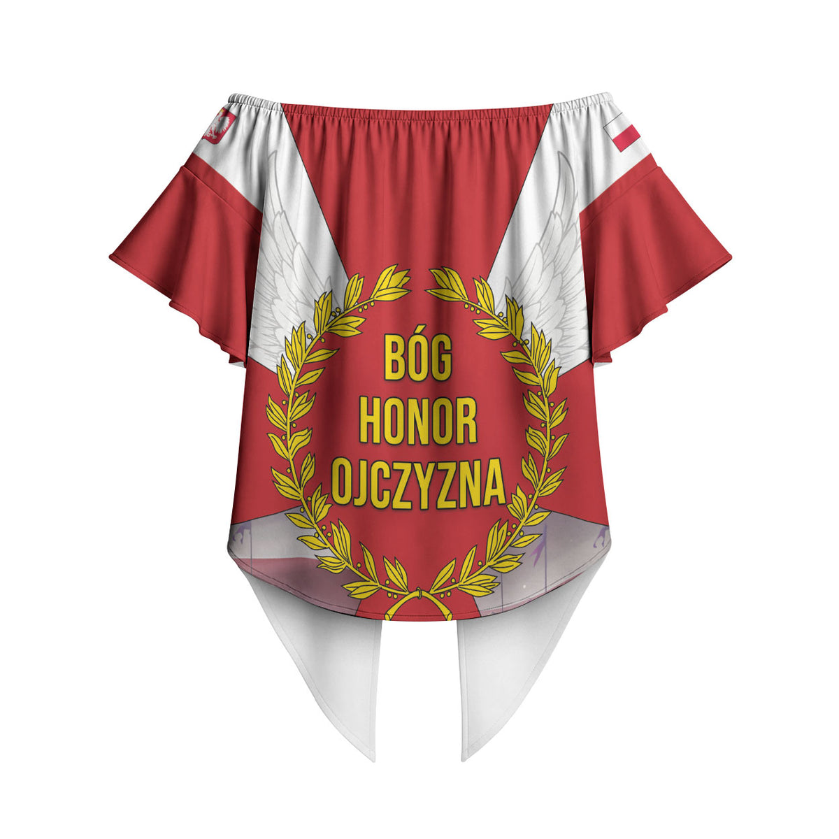 Polish Armed Forces Day Off Shoulder Wrap Waist Top Bog Honor Ojczyzna Heritage