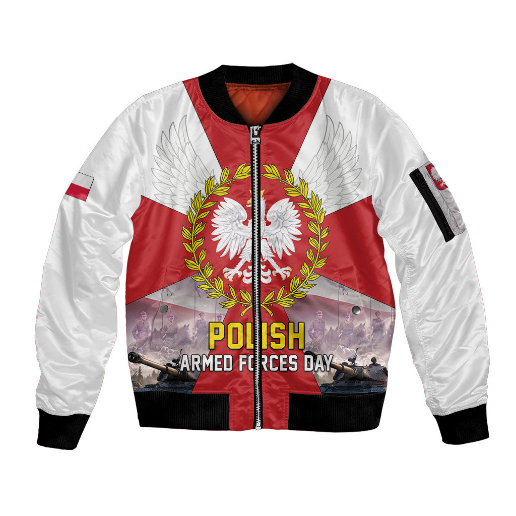 Polish Armed Forces Day Sleeve Zip Bomber Jacket Bog Honor Ojczyzna Heritage