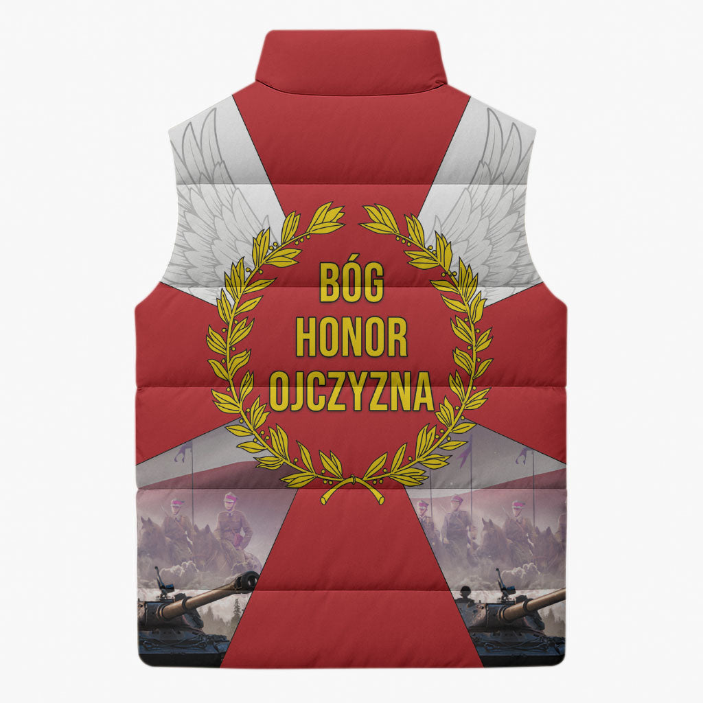 Polish Armed Forces Day Sleeveless Puffer Jacket Bog Honor Ojczyzna Heritage