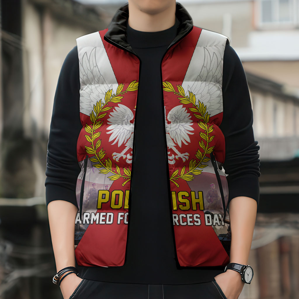 Polish Armed Forces Day Sleeveless Puffer Jacket Bog Honor Ojczyzna Heritage