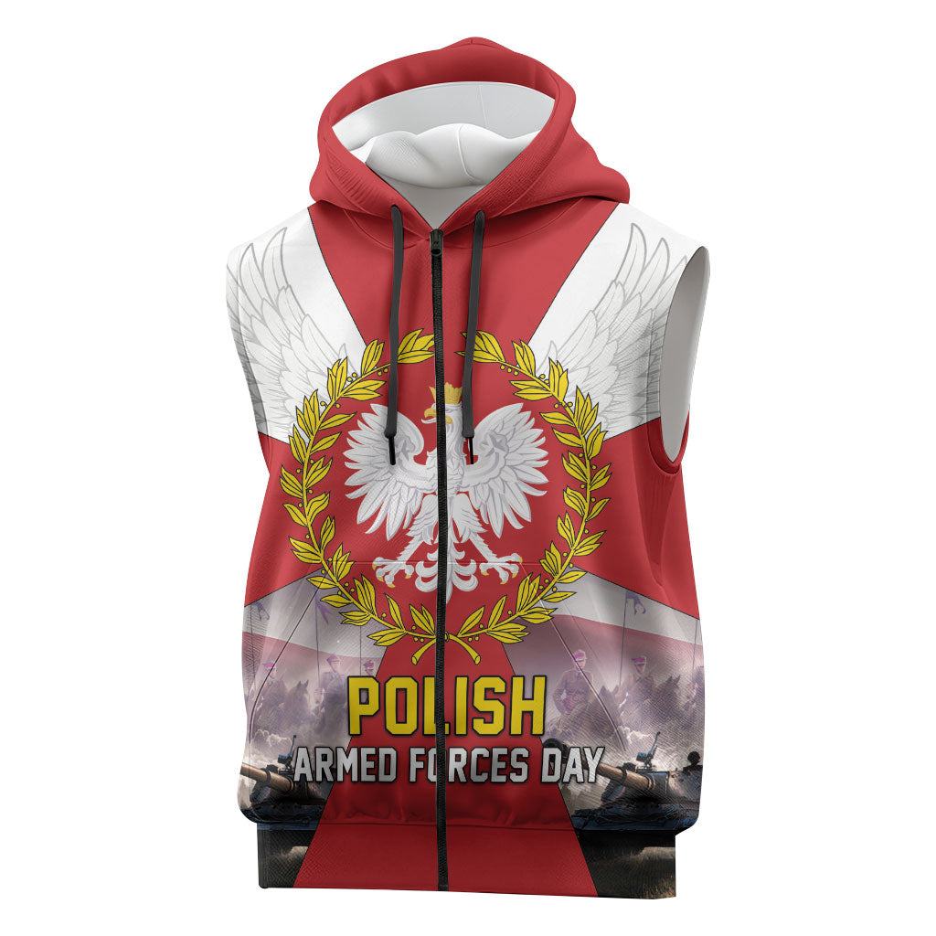 Polish Armed Forces Day Sleeveless Zip Hoodie Bog Honor Ojczyzna Heritage