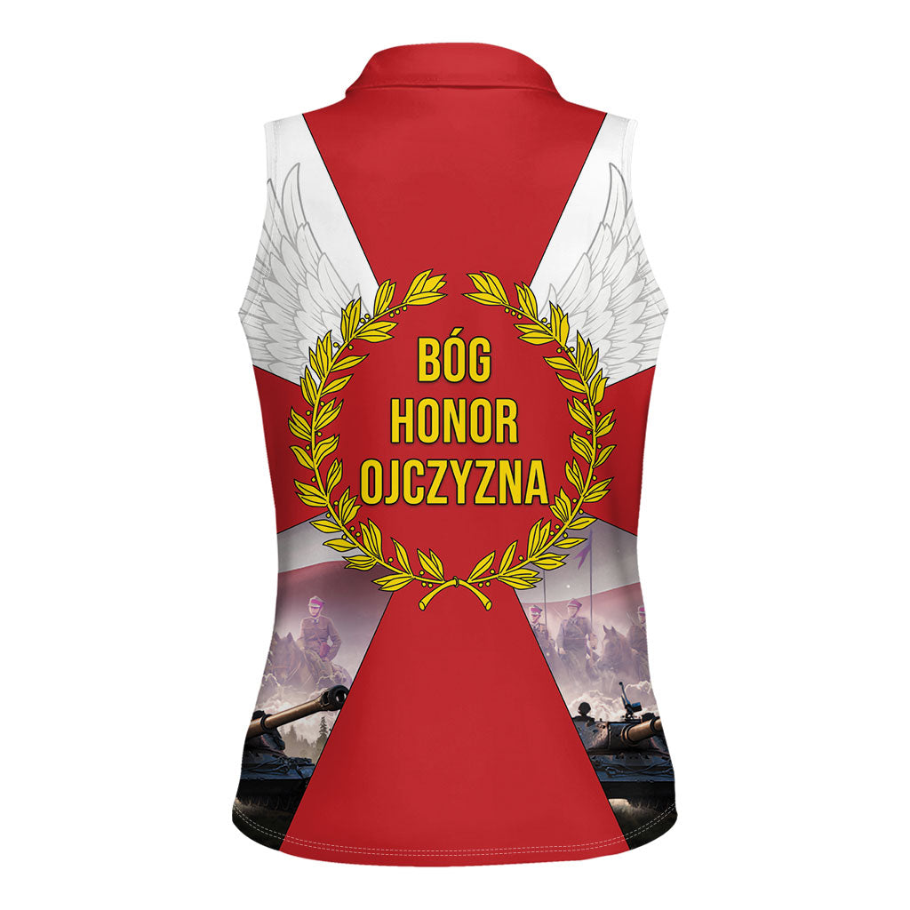 Polish Armed Forces Day Women Sleeveless Polo Shirt Bog Honor Ojczyzna Heritage