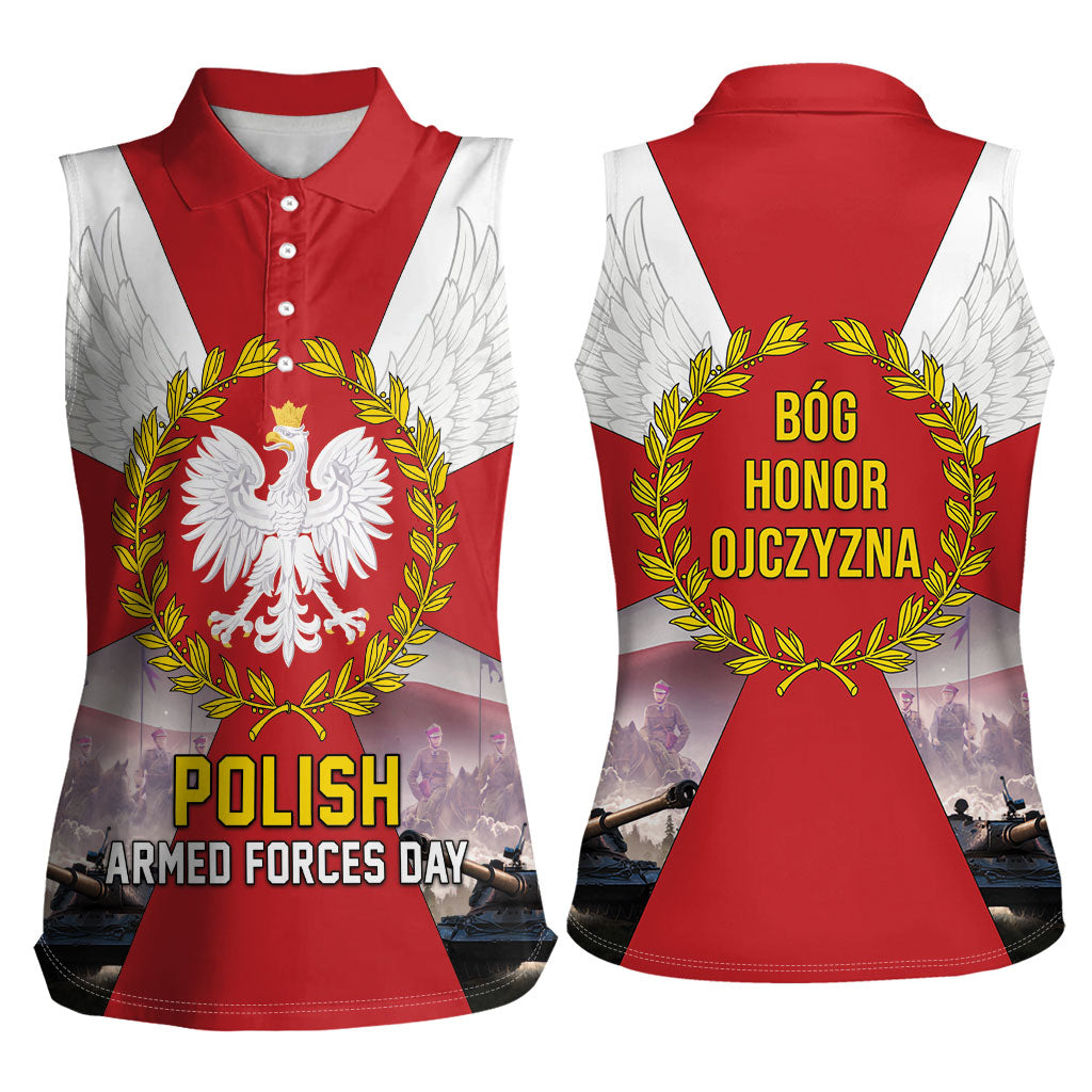 Polish Armed Forces Day Women Sleeveless Polo Shirt Bog Honor Ojczyzna Heritage