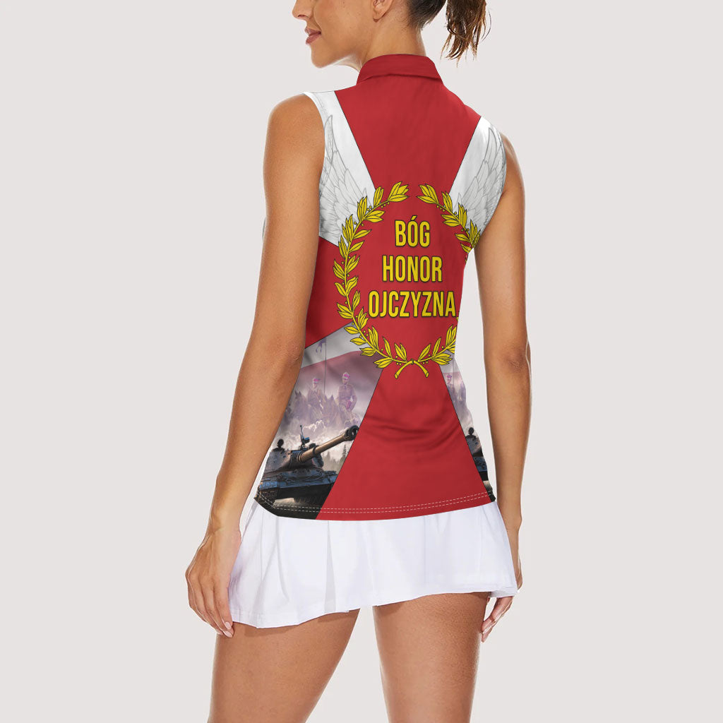 Polish Armed Forces Day Women Sleeveless Polo Shirt Bog Honor Ojczyzna Heritage