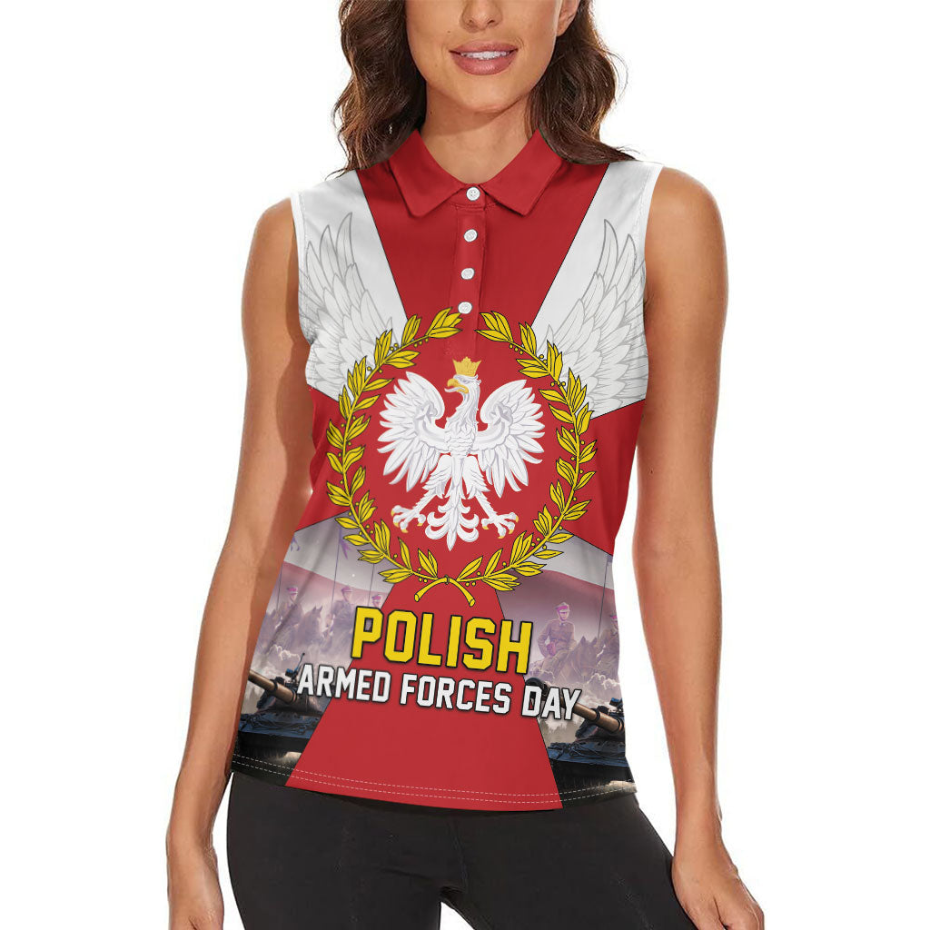 Polish Armed Forces Day Women Sleeveless Polo Shirt Bog Honor Ojczyzna Heritage