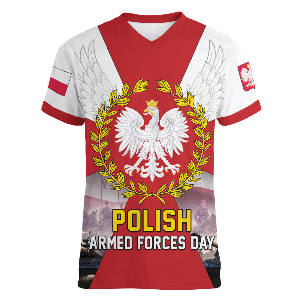 Polish Armed Forces Day Women V-Neck T-Shirt Bog Honor Ojczyzna Heritage
